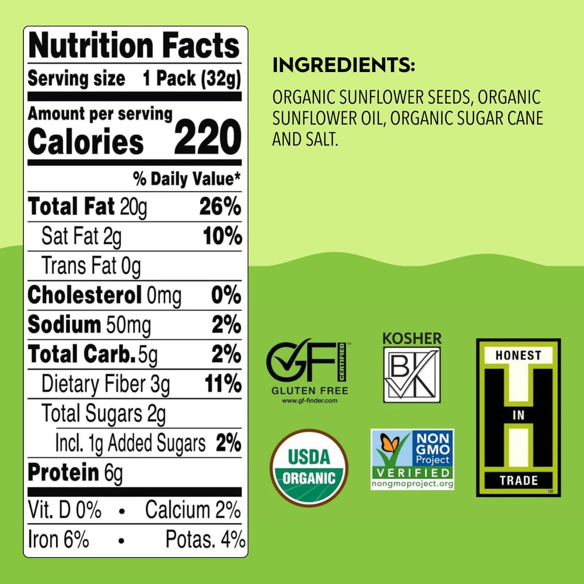 Close-up of squeeze package showing creamy texture and vegan, nut-free option