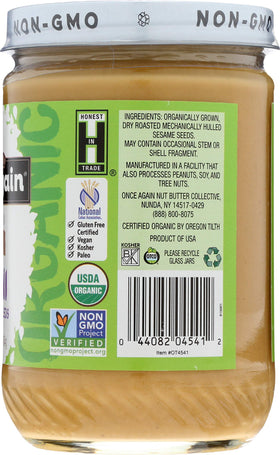 Once Again Organic Tahini uses sustainably farmed sesame seeds.