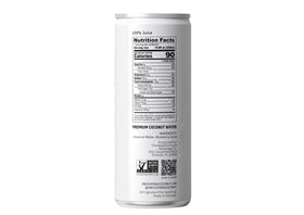 Once Upon A Coconut blueberry coconut water in the fridge signaling a ready-to-enjoy healthy craving.