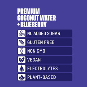 Once Upon A Coconut blueberry coconut water pour capturing tropical aroma and easy sip moment.
