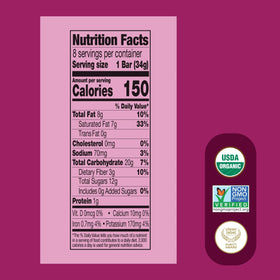 Once Upon a Farm real fruit and veg ingredients highlight wholesome flavor.