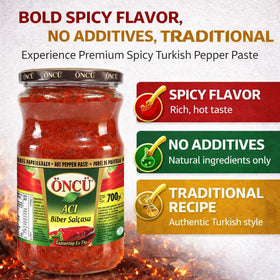 Oncu hot pepper paste 700g ingredients closeup highlights vitamin-rich peppers