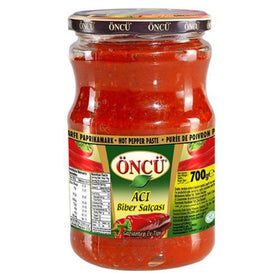Oncu hot pepper paste 700g jar front shows authentic Turkish flavor for meals at home