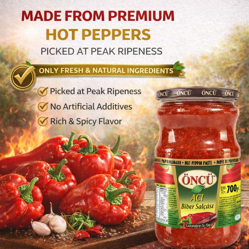 Oncu hot pepper paste 700g jar pour demonstrates versatile seasoning for soups and stews