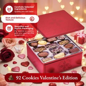 ONE CANDY WAY Lambertz red tin ready to serve for entertaining.