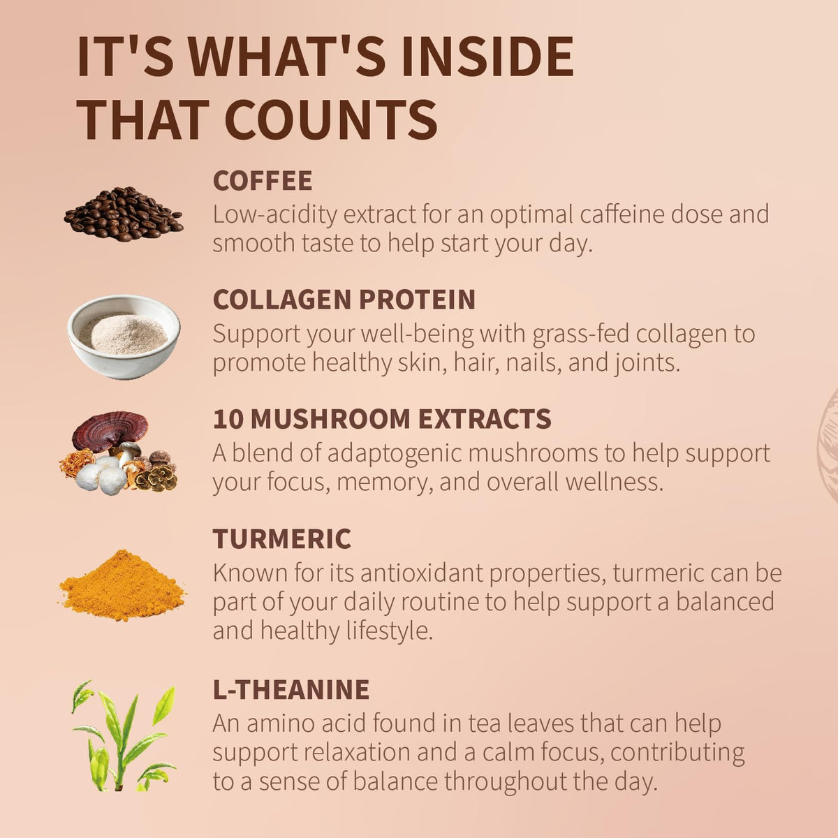 ONE CLASS SIMOR Mushroom Coffee collagen tub emphasizes grass-fed collagen support.