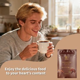 ONE CLASS SIMOR Mushroom Coffee turmeric and L-Theanine indicating balanced energy.
