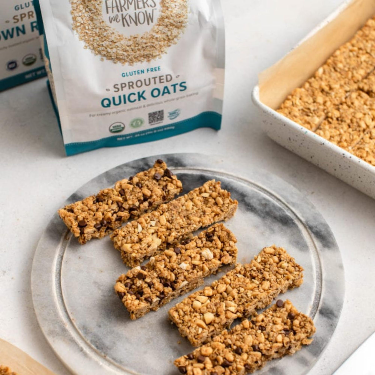One Degree gluten-free sprouted quick oats bag showing organic non-GMO ingredients.