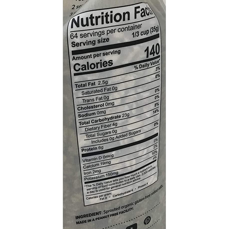 One Degree Gluten Free Sprouted Rolled Oats in a bowl with toppings, ideal for oatmeal or baking.