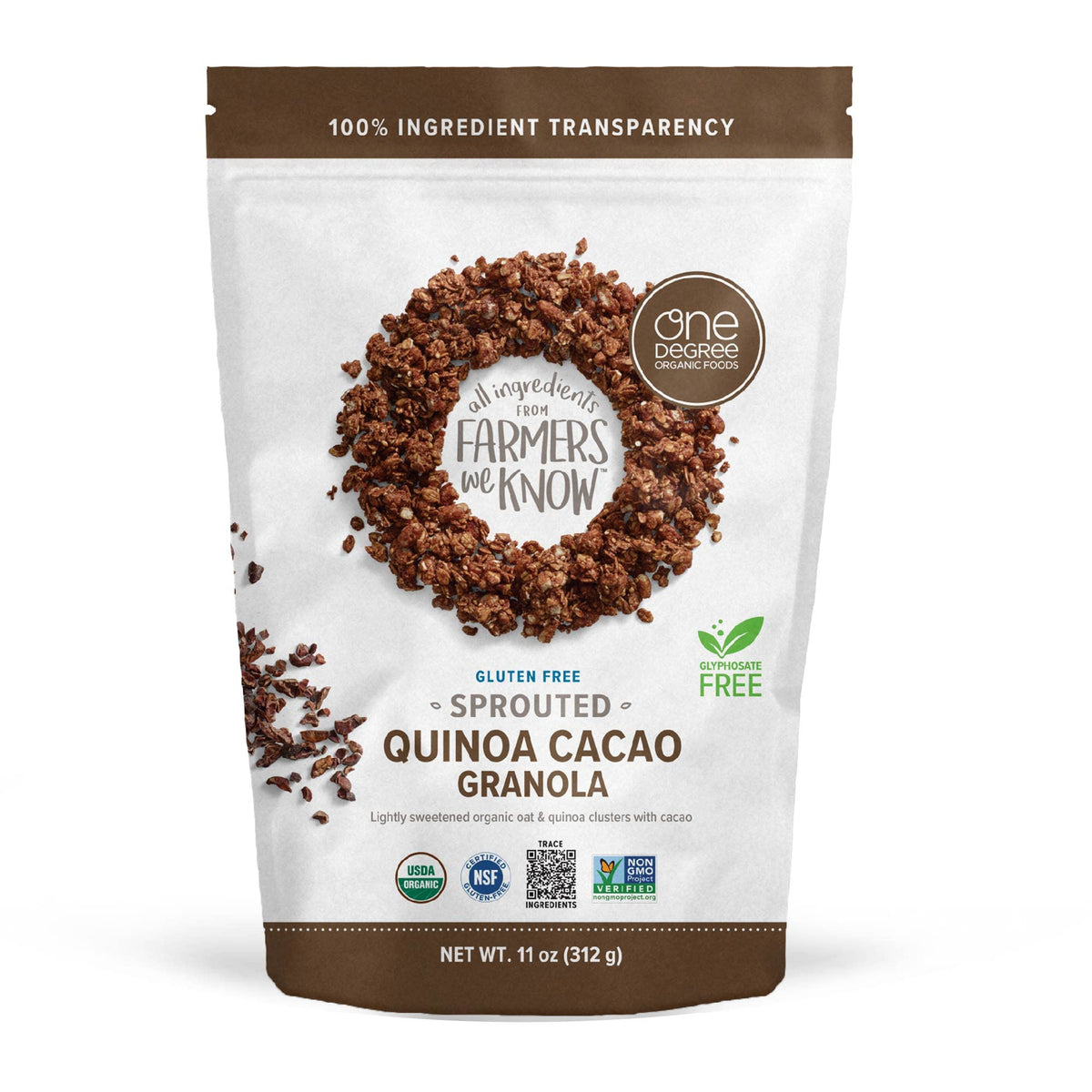 One Degree Organic Foods gluten-free granola 6-pack packaging on shelf