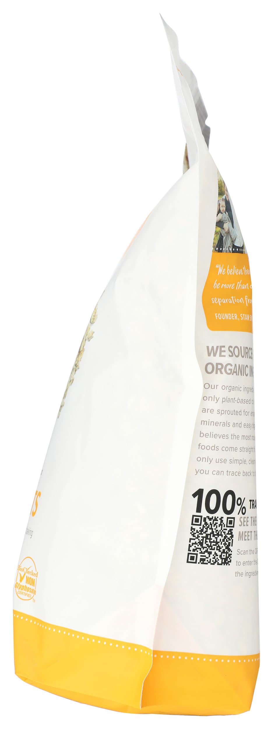 Gluten-free label on One Degree Organic Foods oats packaging