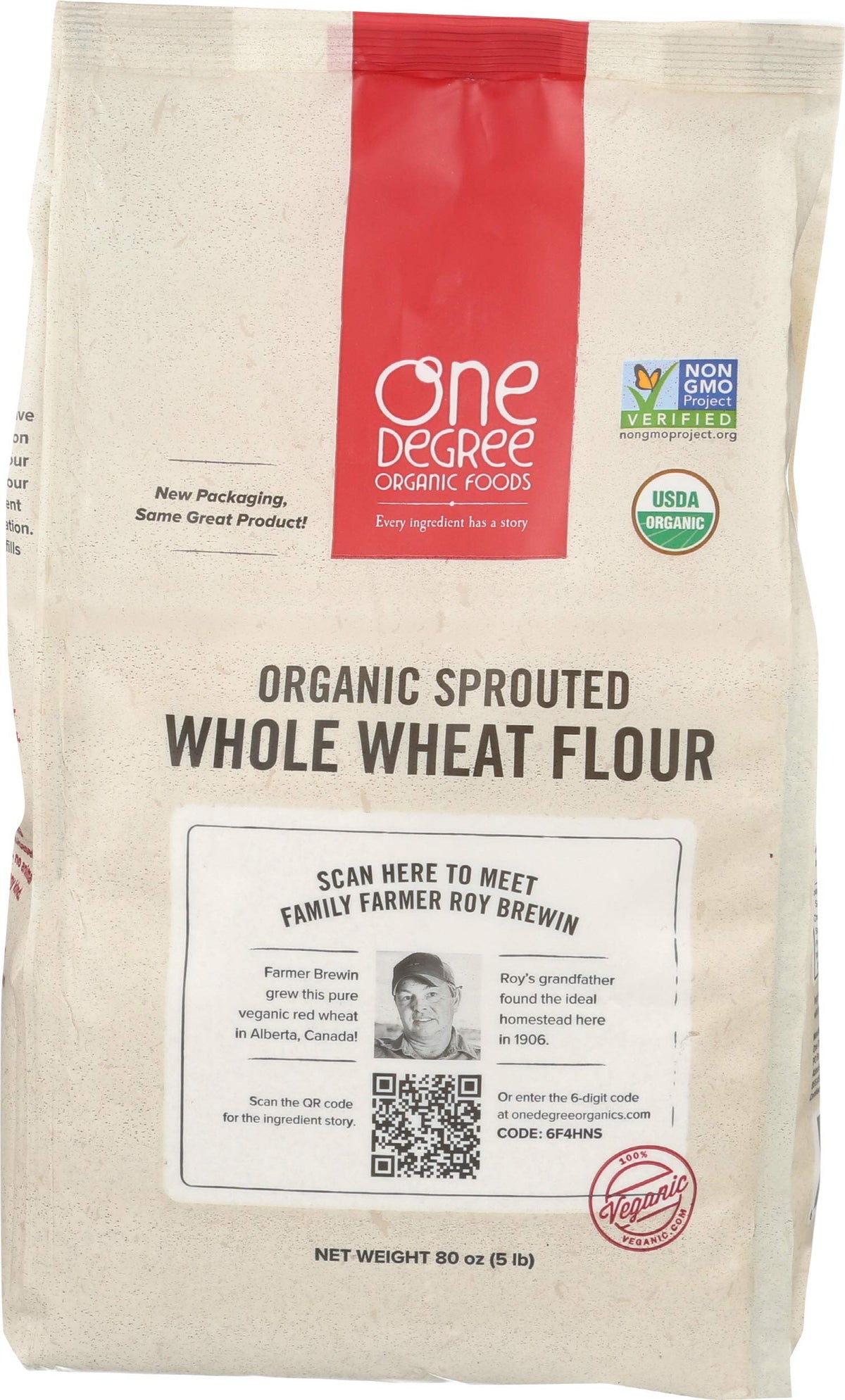 One Degree Organic Foods organic sprouted whole wheat flour for baking with richer flavor.