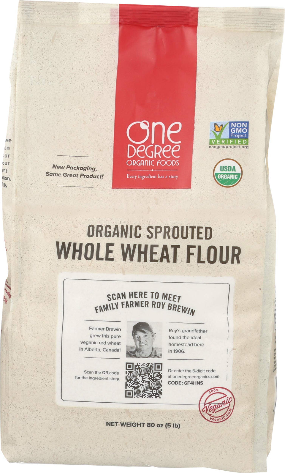 One Degree Organic Foods organic sprouted whole wheat flour for baking with richer flavor.