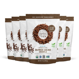 One Degree Organic Foods sprouted oat quinoa cacao granola in a breakfast bowl