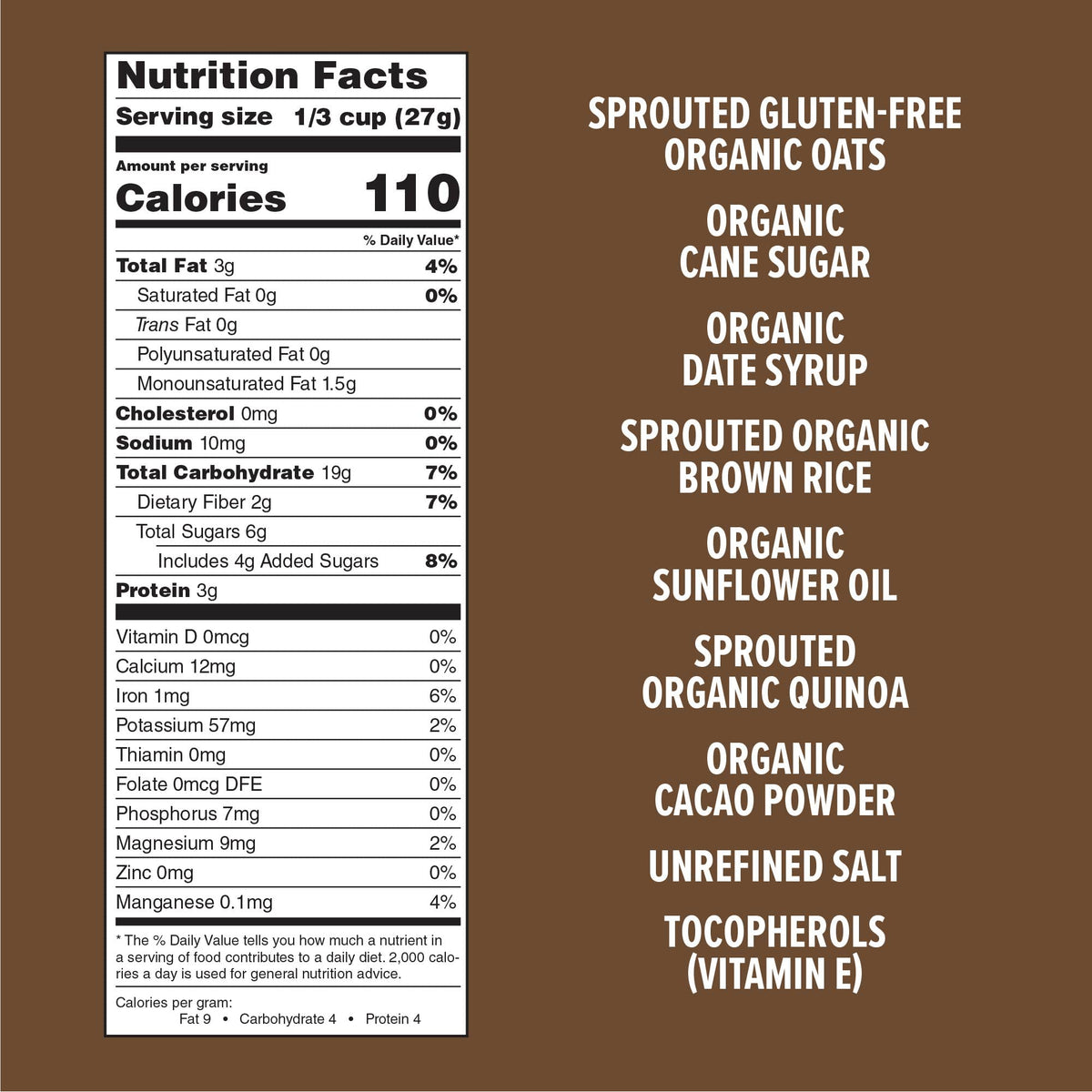 One Degree Organic Foods sprouted oats close-up with seeds and grains