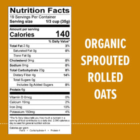 One Degree Organic Gluten Free Oats label highlights glyphosate-free farming.