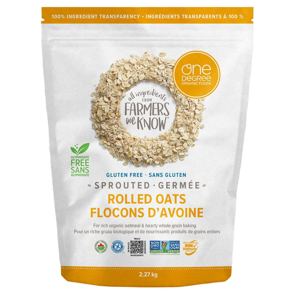 One Degree Organic gluten free sprouted oats bag showcasing packaging