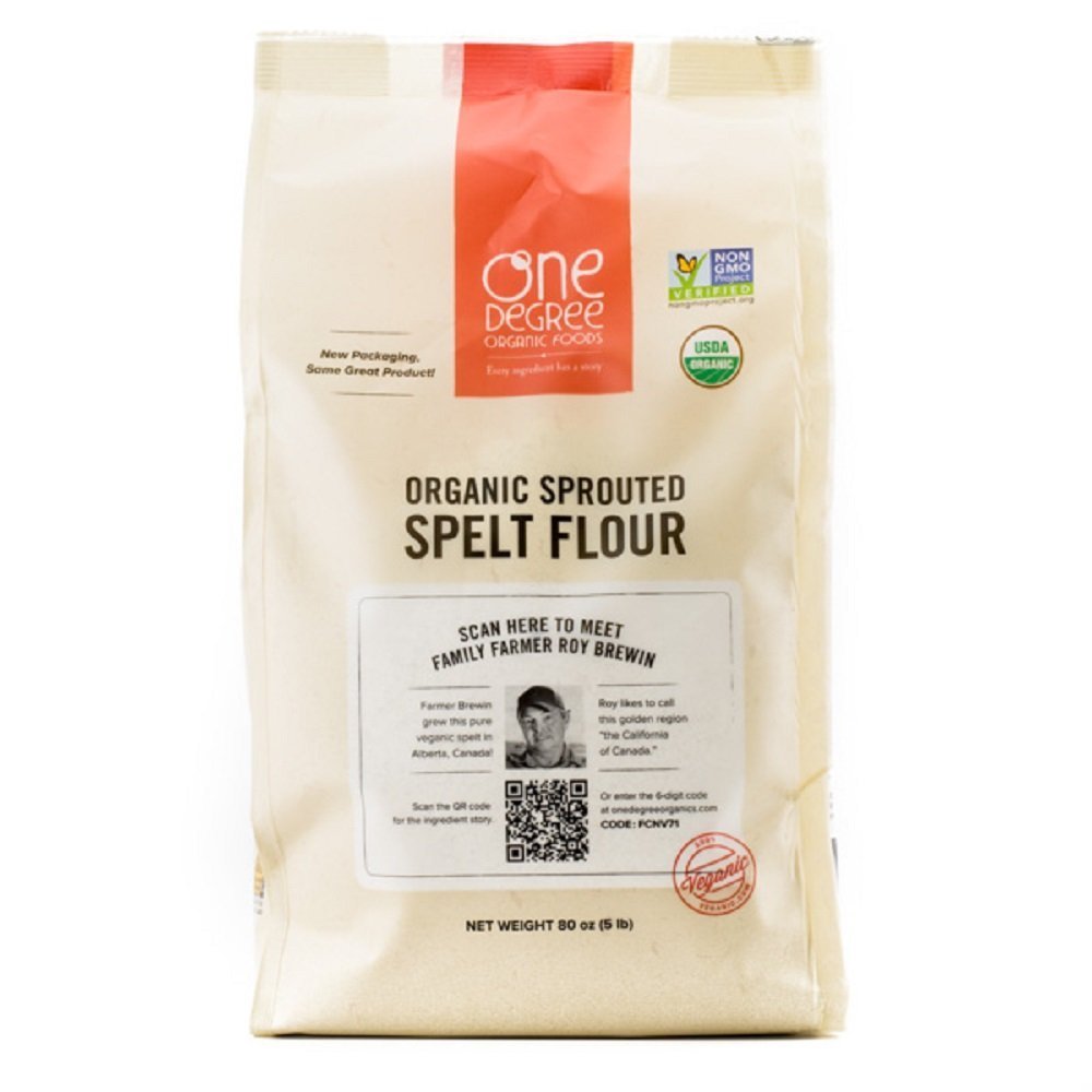 One Degree Organic Sprouted Spelt Flour 80oz bag for baking breads