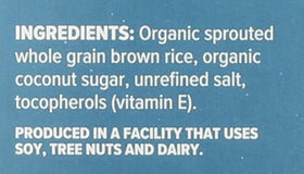 One Degree Sprouted Brown Rice Crisps ingredients spread reveals simple, wholesome components.
