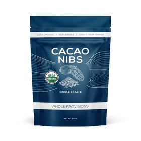 One Farm by WAAYB organic cacao nibs in a resealable bag for freshness.
