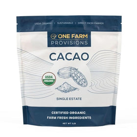 One Farm by WAAYB cacao powder in a resealable bag, ideal for versatile recipes.