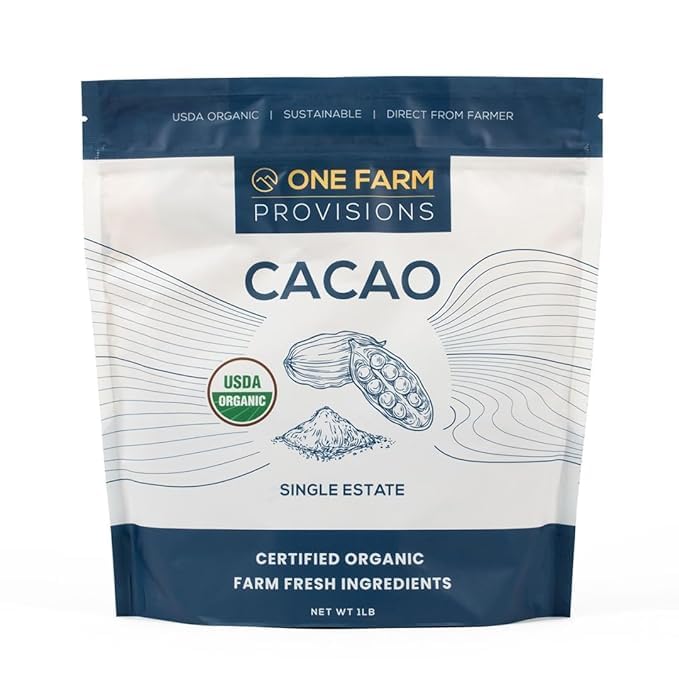 One Farm by WAAYB cacao powder in a resealable bag, ideal for versatile recipes.