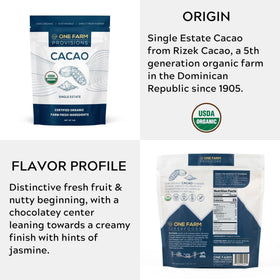 One Farm by WAAYB cacao powder added to a smoothie for rich chocolate flavor.