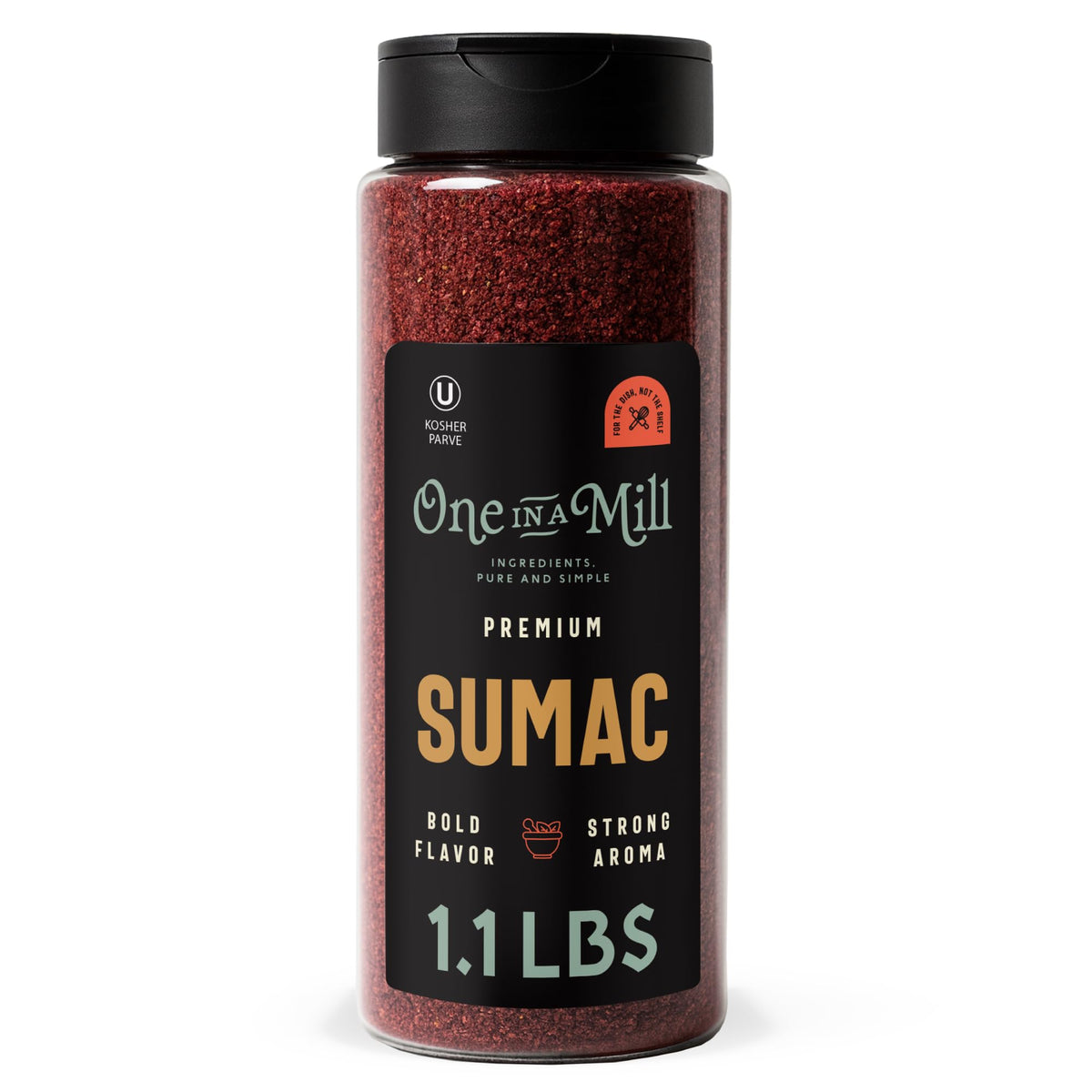 ONE IN A MILL sumac jar pour showing tangy aroma for shawarma and marinades