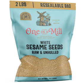 One in A Mill unhulled sesame seeds 2 lb pack ideal for tahini, baking, and dressings.
