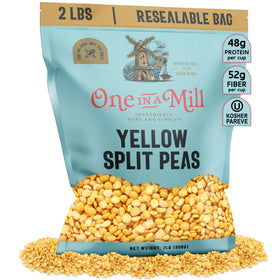One In A Mill yellow split peas bulk resealable bag for long-term pantry freshness.