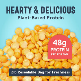 One In A Mill yellow split peas package closeup highlighting all-natural, gluten-free protein.