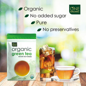 One Organic Instant Tea Green hot cup ready in seconds.