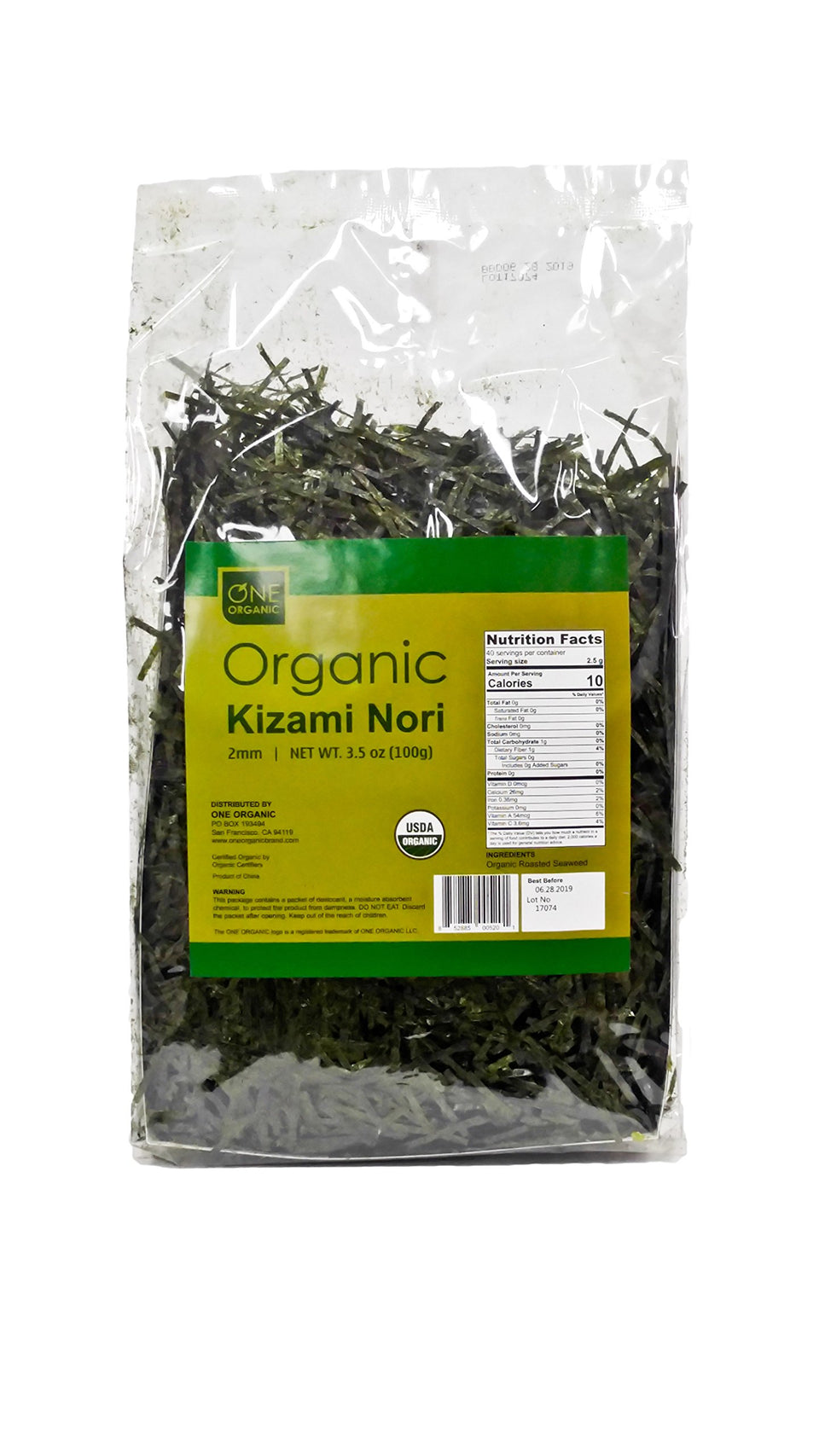 One Organic Kizami Nori 2mm shredded, ideal ramen topping.