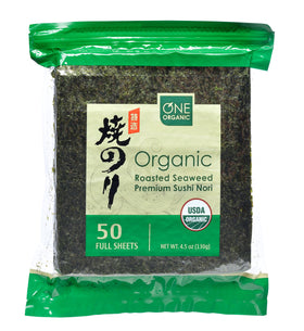 One Organic Sushi Nori packaging close-up, great for pantry storage and quick meals.