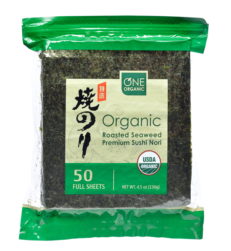 One Organic Sushi Nori packaging close-up, great for pantry storage and quick meals.