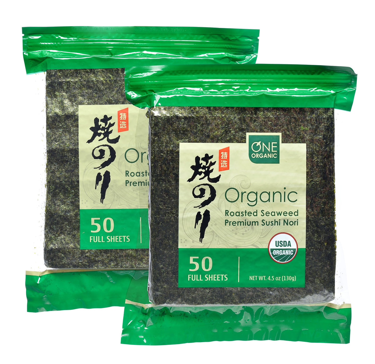 One Organic Sushi Nori close-up of premium roasted seaweed for homemade sushi