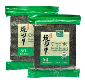 One Organic Sushi Nori close-up of premium roasted seaweed for homemade sushi