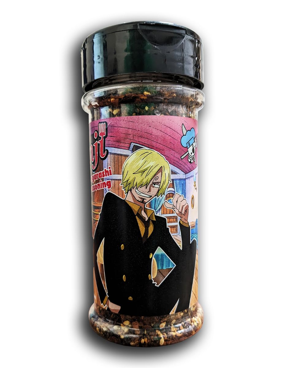 Close-up of One Piece Sanji Shichimi Togarashi spice blend improving noodles' flavor.