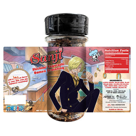 One Piece Sanji Shichimi Togarashi spice jar enhances ramen with bold aroma and heat.
