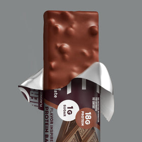ONE Protein Bars Hershey's Double Chocolate bar close-up showing texture