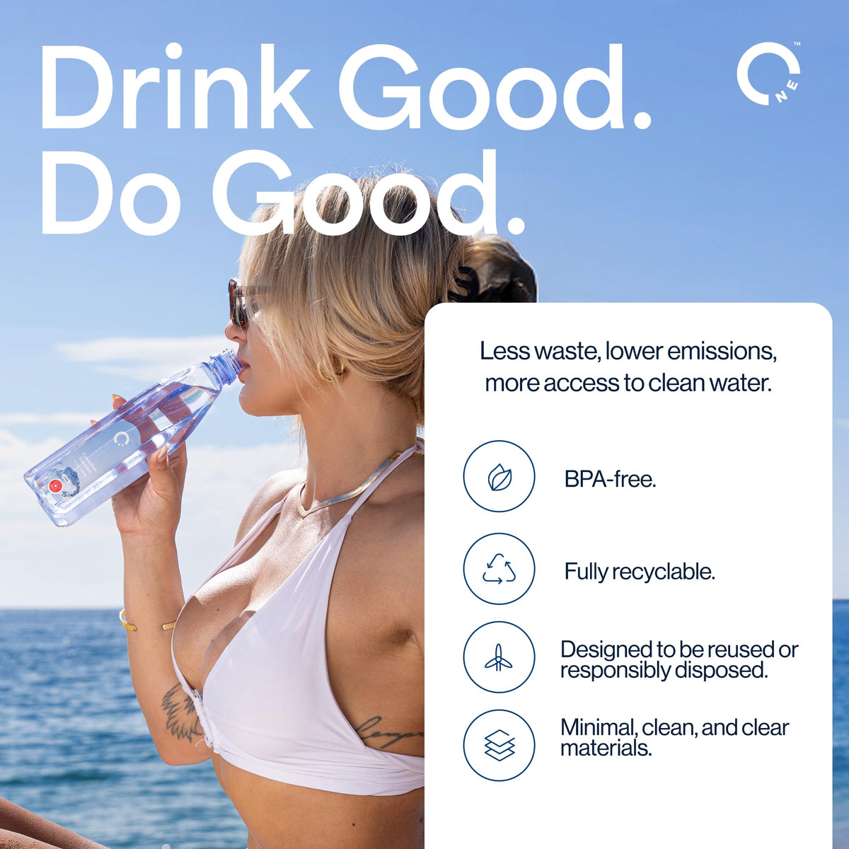 ONE Water crisp, clean taste captures mountain freshness in every sip