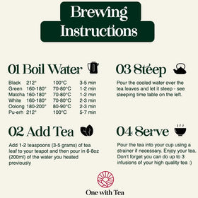 ONE WITH TEA Brewed Genmaicha in a ceramic cup releasing gentle aroma.