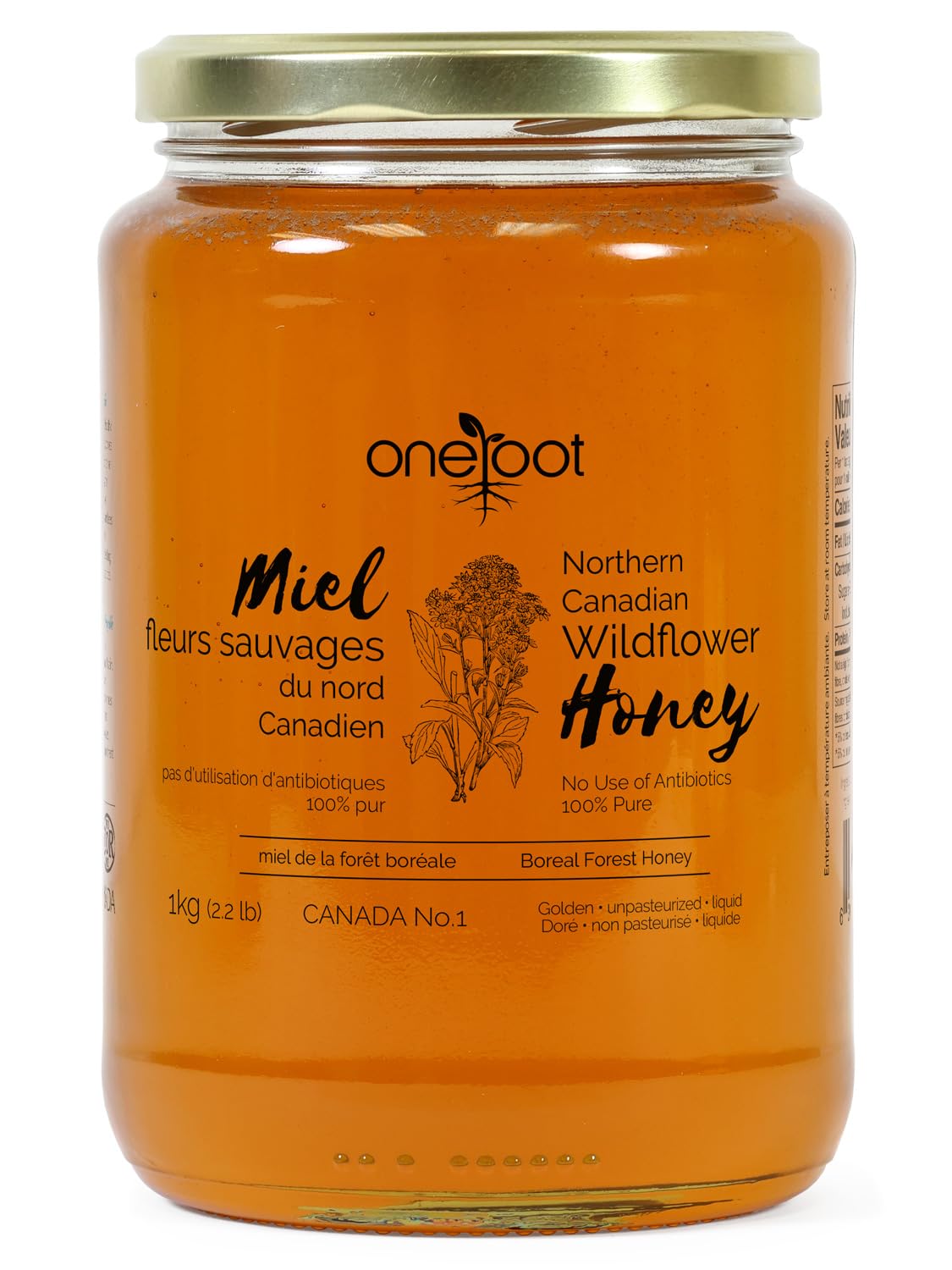 OneRoot wildflower honey bottle pour showing smooth, drizzle-worthy texture for tea and snacks