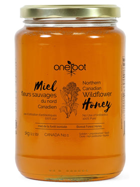 OneRoot wildflower honey bottle pour showing smooth, drizzle-worthy texture for tea and snacks