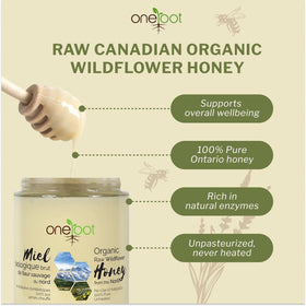 OneRoot raw unheated honey drops preserving natural enzymes and flavor.