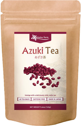 Onkatsu Farm Azuki Bean Premium Tea Bags package showcasing caffeine-free option