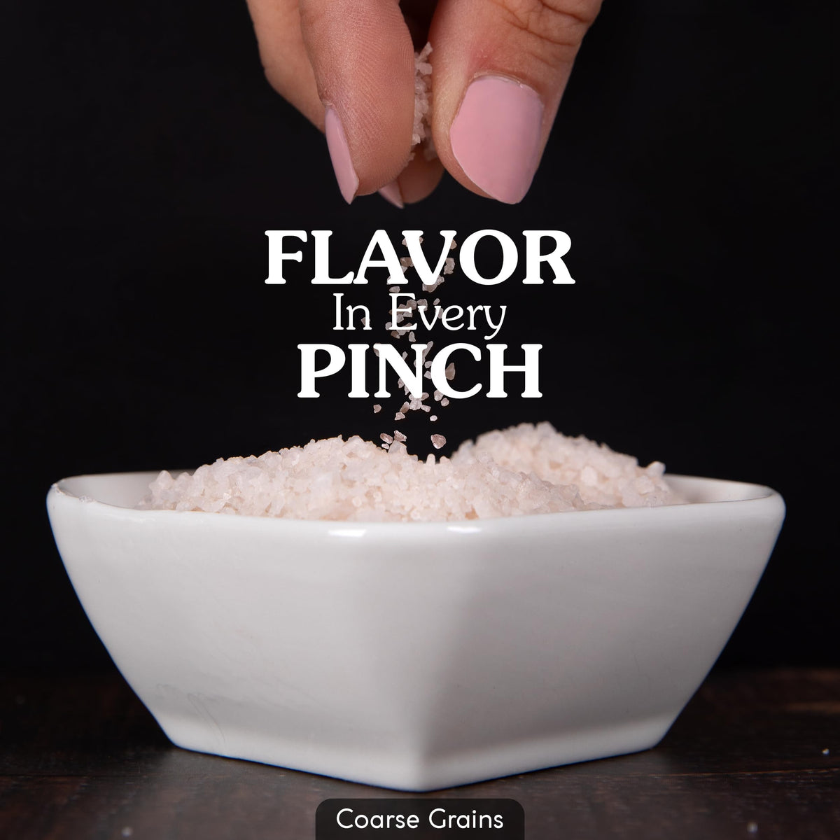 Only Ancient Spring Salt coarse flakes ready to elevate a dish.