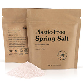 Only Ancient Spring Salt granules close-up, flaky texture with natural minerals for cooking.