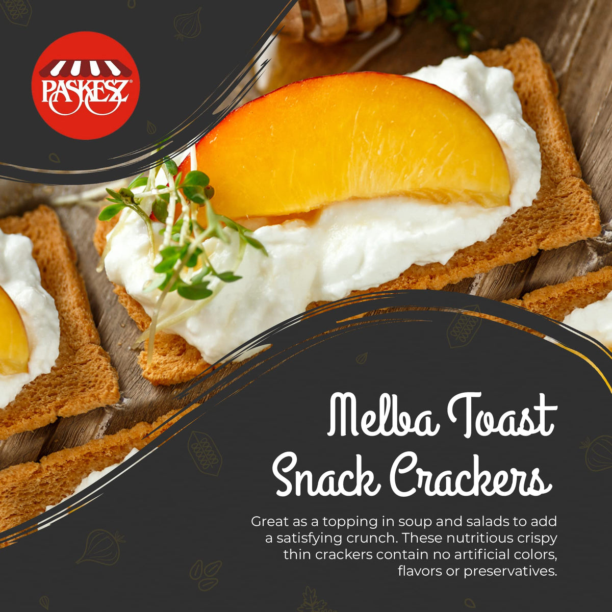 Melba Toast slices used as a topping for soups and salads.