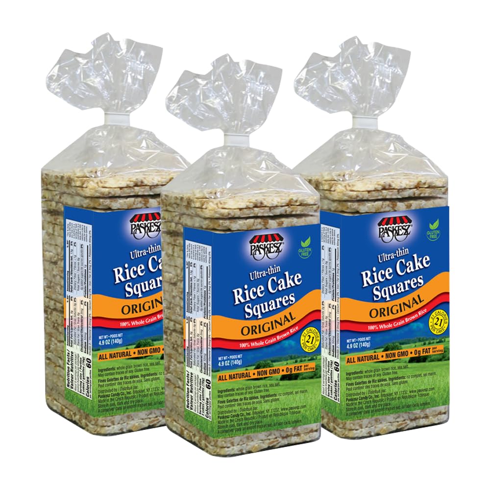 Only Kosher Candy ultra-thin rice cakes squares original pack, light and crispy.